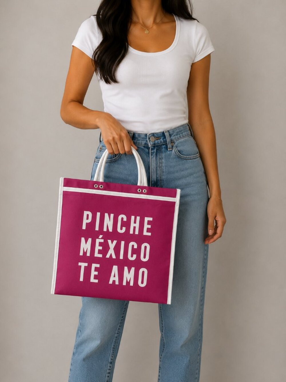 Mexican Tote Bag "Pinche Mexico Te Amo" - Hot Pink
